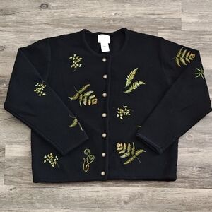 Susan Bristol Fern Cardigan. 100% Wool. Size L